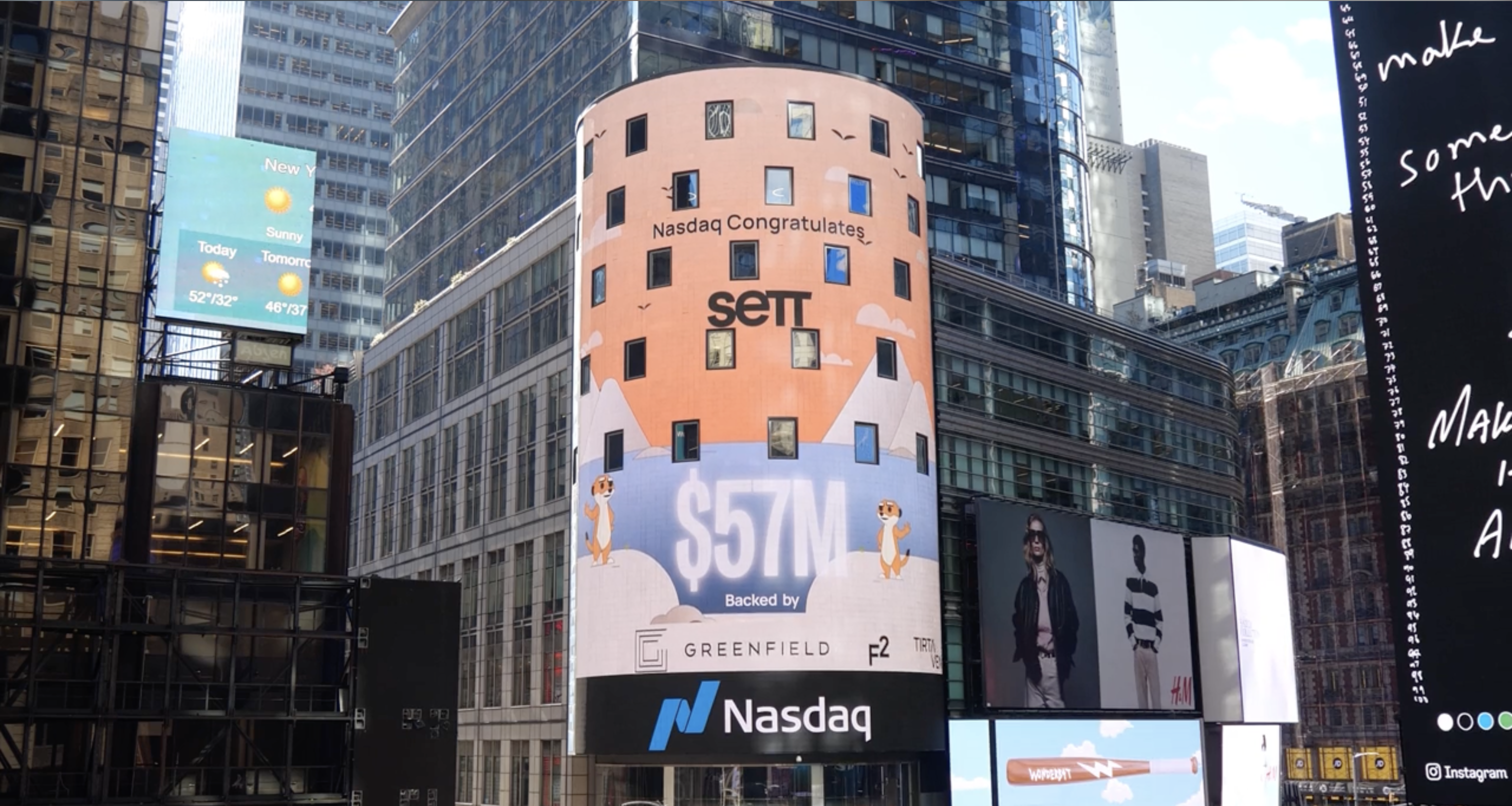 Sett highlighting their Series B on Nasdaq